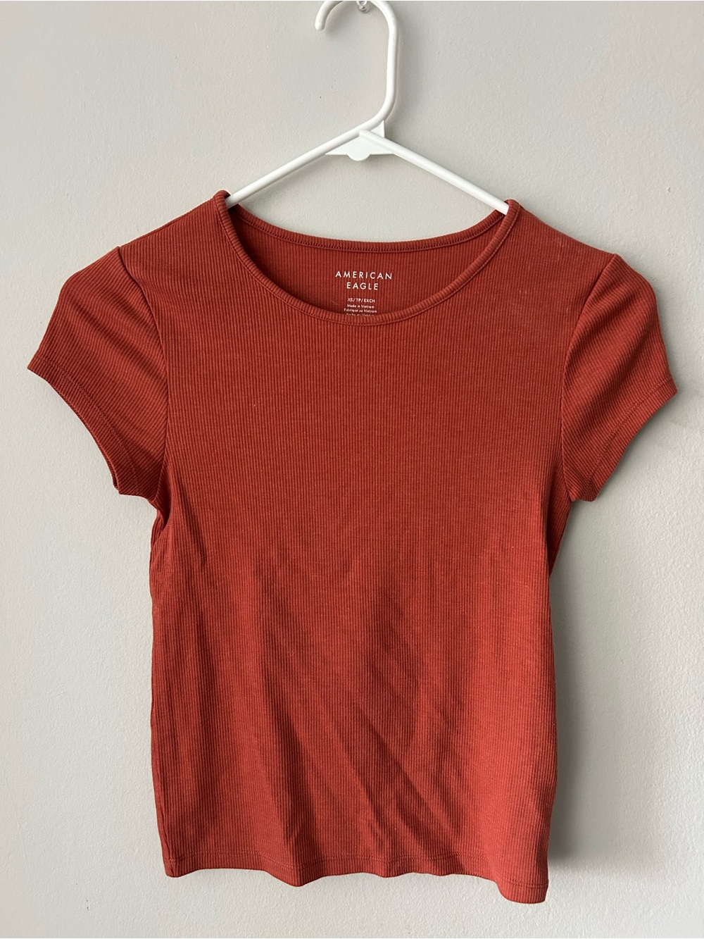 American Eagle Outfitters Women’s Orange Ribbed Baby Tee